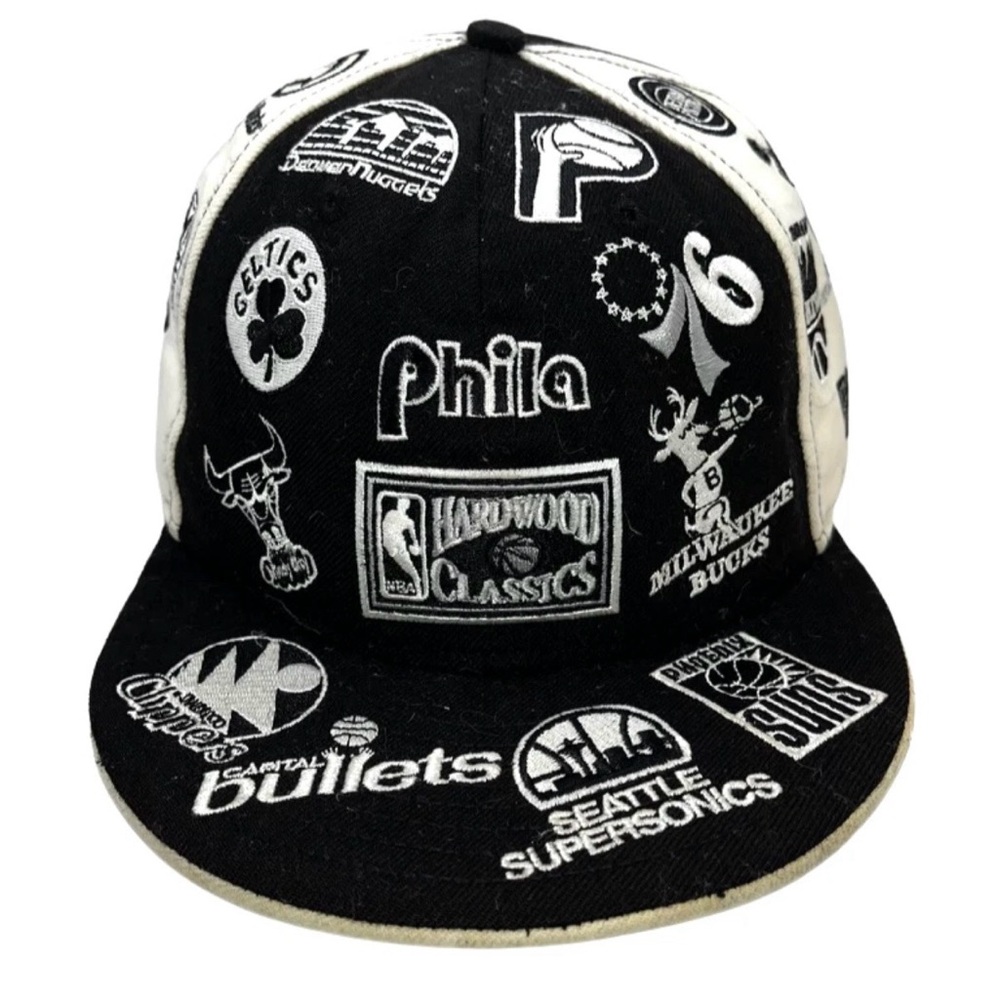 Vintage New Era Black and White Kids Logo Patch Snapback Hat